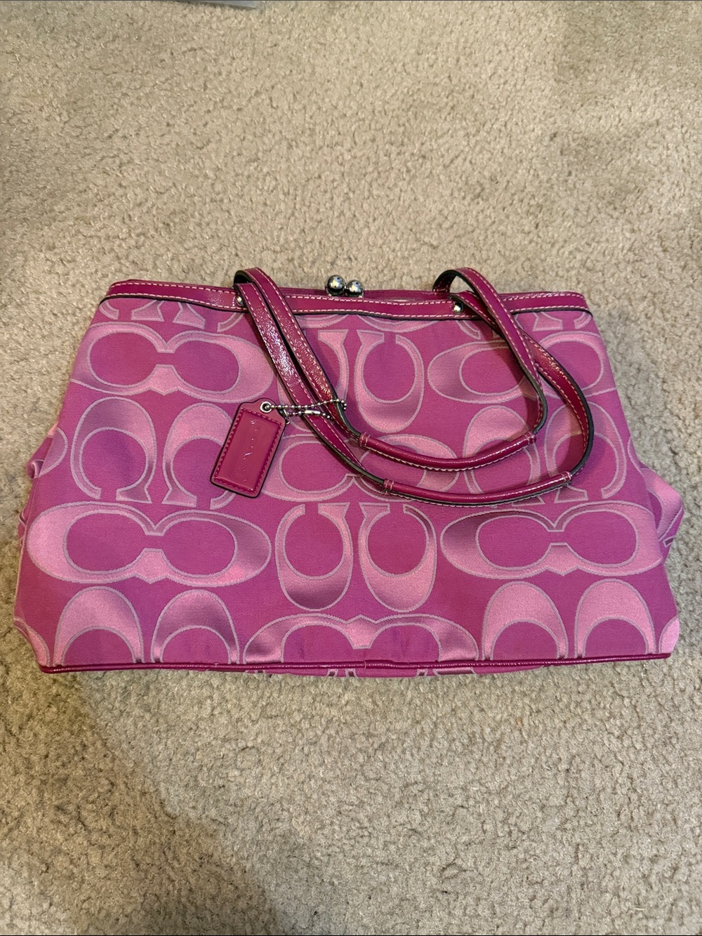 Coach Pink Signature Shoulder Tote